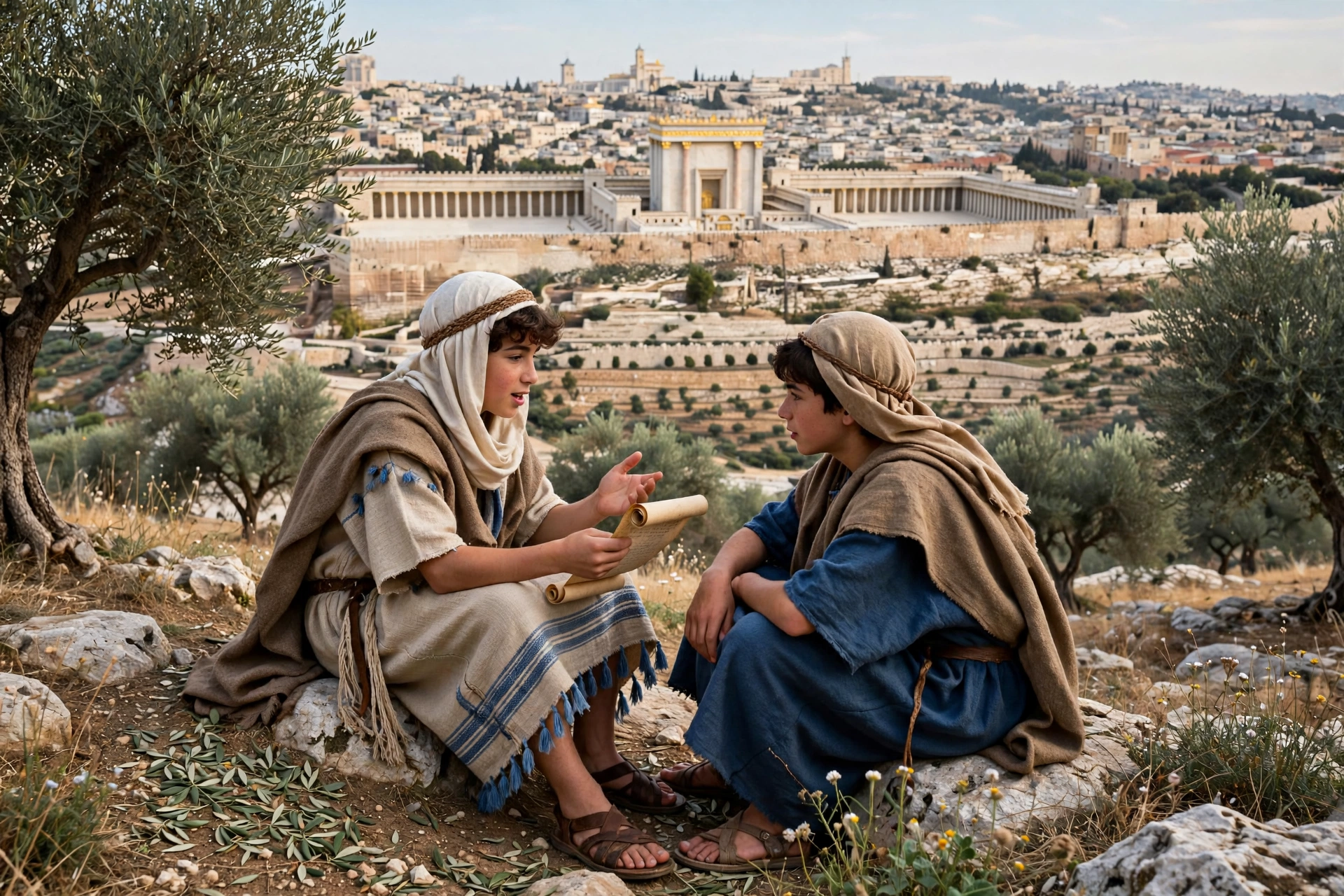 Two boys on the Mount of Olives